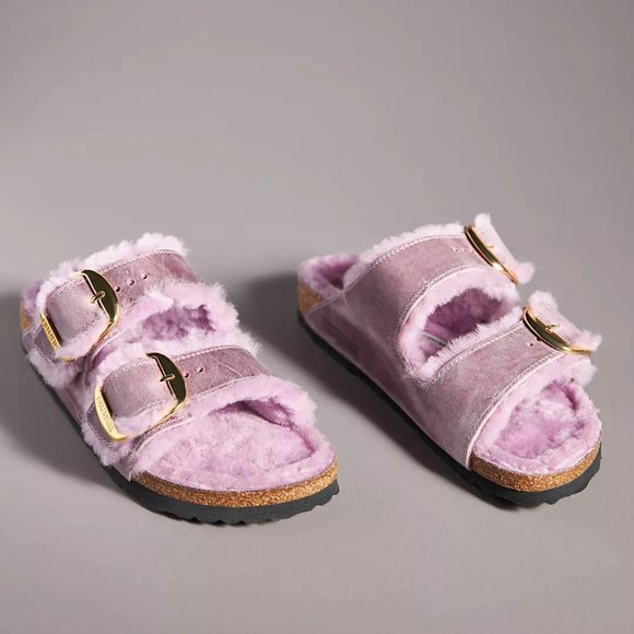 NEW Birkenstock Size EU 38, 40 Arizona Big Buckle Shearling Sandals - Lavender - Picture 1 of 8
